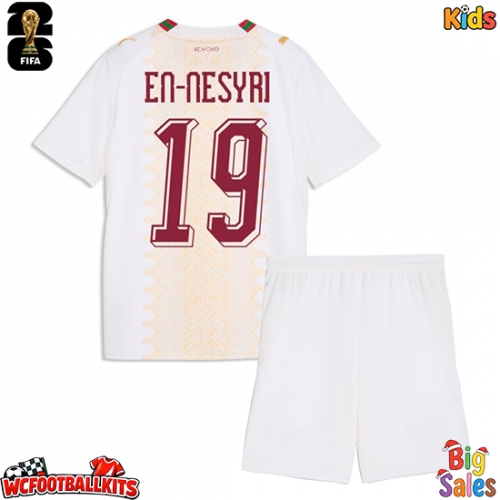 Morocco Youssef En-Nesyri #19 Replica Away Stadium Kit for Kids World Cup 2026 Short Sleeve (+ pants)